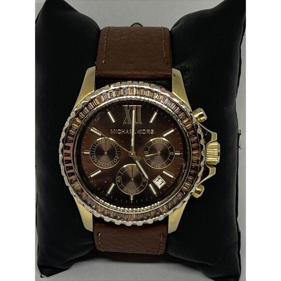 Michael Kors Everest MK5873 Women's Brown Leather Analog Dial Quartz Watch WO557 - Picture 3 of 12